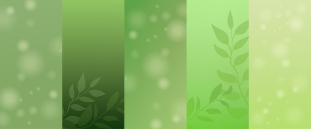 Fondo de gradiente verde con plantas y hojas para publicaciones en redes sociales