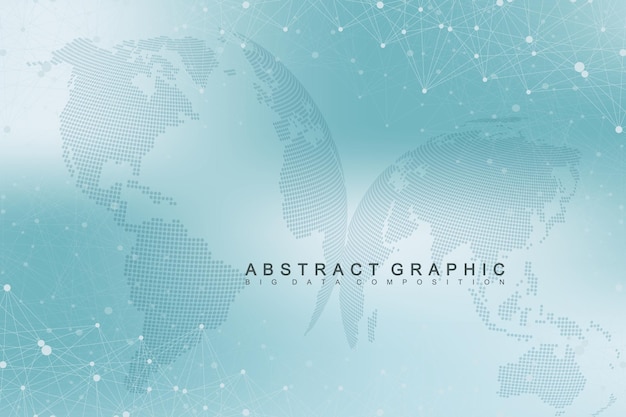Fondo gráfico virtual con globos del mundo Conexión de red global Visualización de datos digitales Conexión dos hemisferios del planeta Tierra Ilustración vectorial