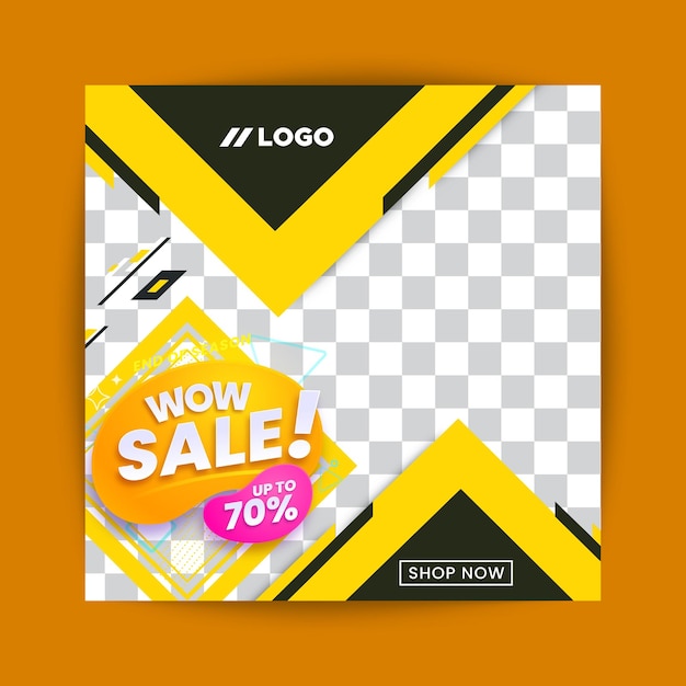 Fondo de gran apertura en estilo plano wow sale banner poster instagram post design