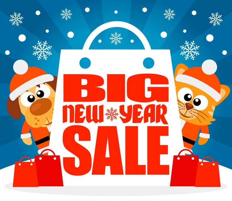 Vector fondo de gran venta de año nuevo con vector animal