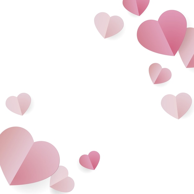 Fondo grande de la ilustración de los corazones de papel dulce rosado