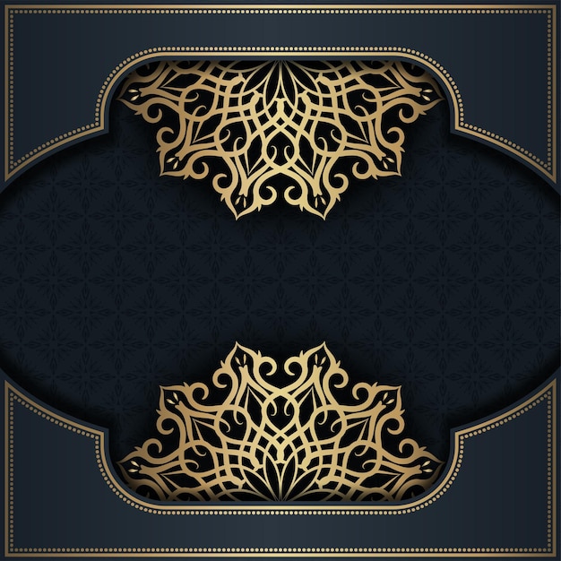 Fondo gris con adorno de mandala dorado