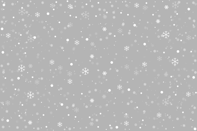 Vector fondo gris de navidad fondo de invierno con copos de nieve que caen vector