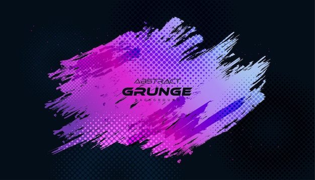 Vector fondo de grunge abstracto colorido con ilustración de trazo de pincel de estilo de semitono para póster de pancarta o elementos de textura y rasguños deportivos para diseño