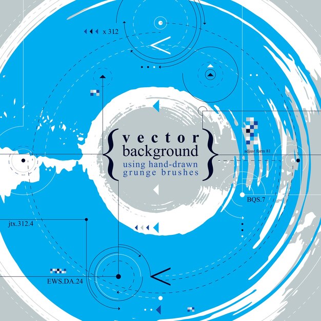 Fondo grunge, ilustración vectorial especial fbstract hecha con pinceles grunge dibujados a mano con tinta real y esquema de borrador de ingeniería, vector eps 8 claro.