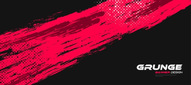 Fondo grunge negro y rojo abstracto con ilustración de trazo de pincel de estilo semitono para póster de pancarta o elementos de textura y arañazos deportivos para diseño