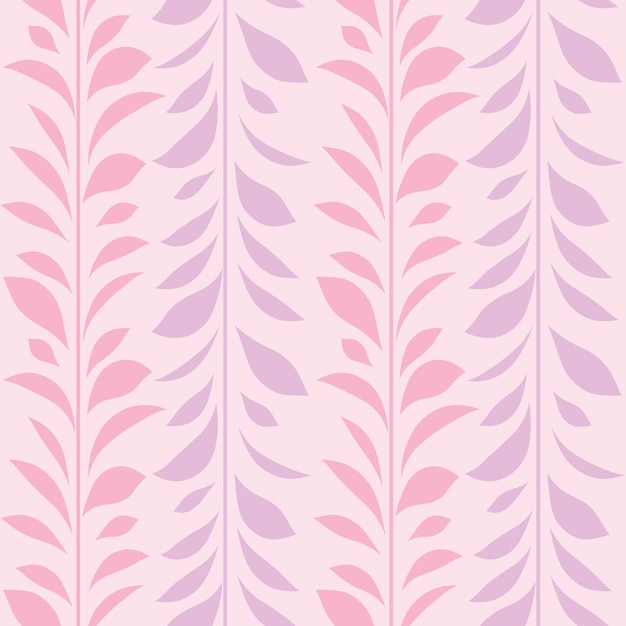 Fondo de guirnalda de impresión botánica transparente de patrón de vector de hoja rosa y púrpura pastel