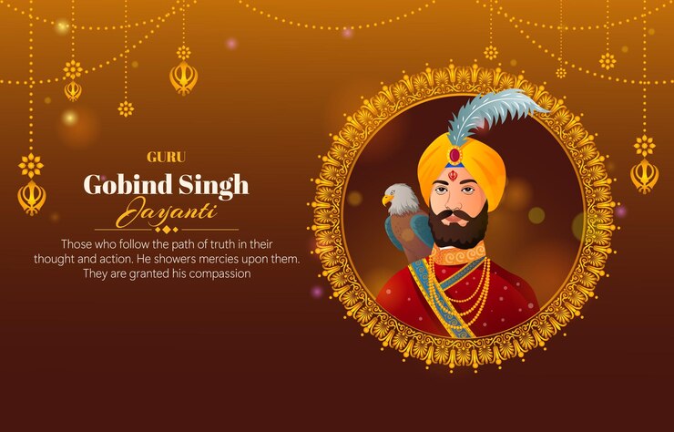 Vector el fondo de guru gobind singh jayanti con el concepto de color gradiente