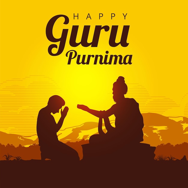 Fondo de Guru Purnima Poornima un hombre está adorando a un maestro espiritual