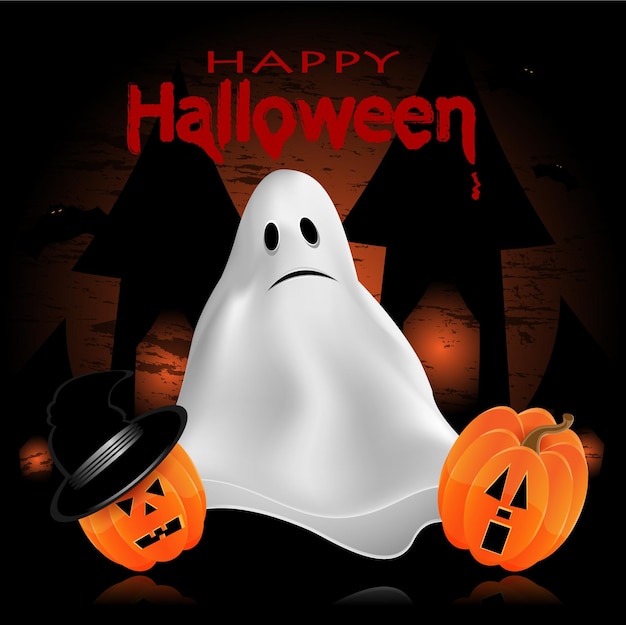 Fondo de Halloween con calabaza y fantasma