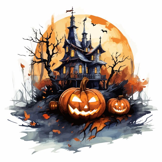 fondo de halloween con calabaza y murciélagos
