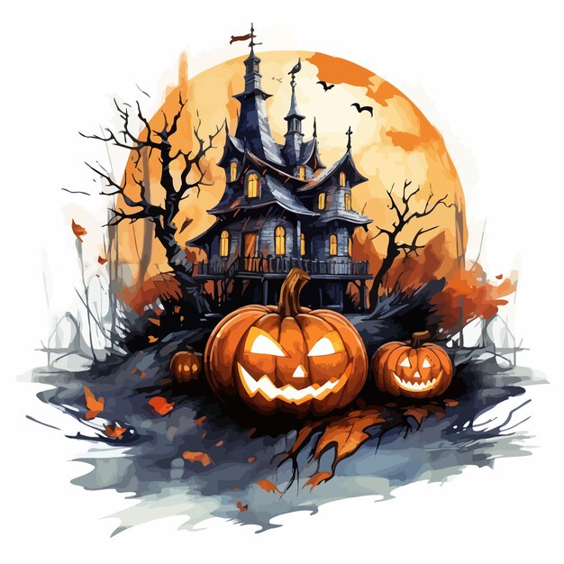 fondo de Halloween con calabaza y murciélagos