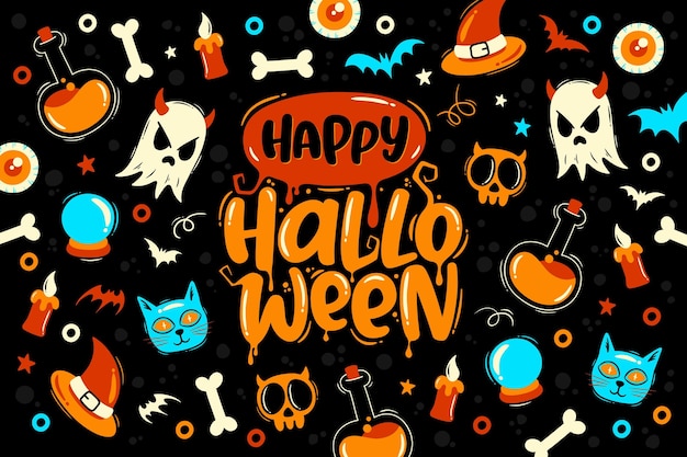 Fondo de halloween dibujado a mano