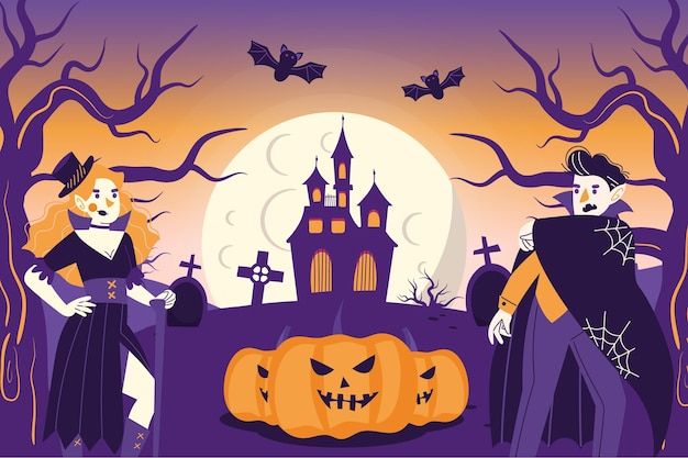 Vector fondo de halloween dibujado a mano