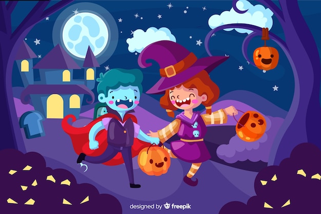 Fondo de Halloween con diseño plano