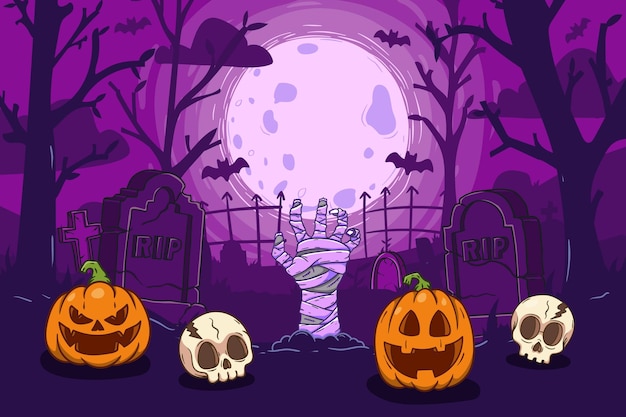 Fondo de Halloween con elementos espeluznantes de Halloween
