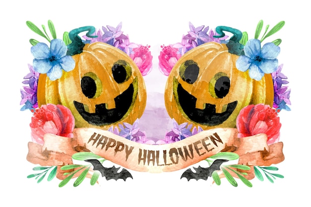 Vector fondo de halloween feliz acuarela dibujada a mano