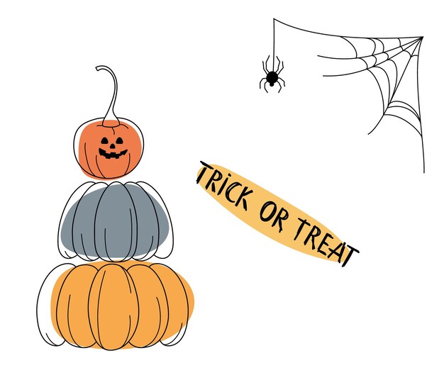 Fondo de Halloween con ilustración vectorial de estilo dibujada a mano