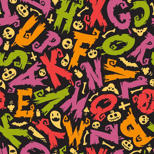 Fondo de Halloween con letras coloridas