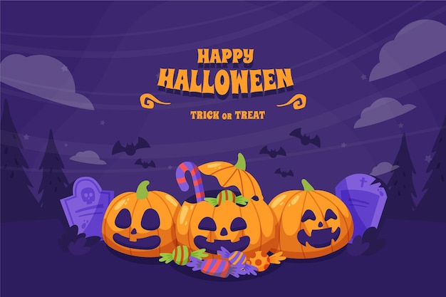 Vector fondo de halloween plano dibujado a mano