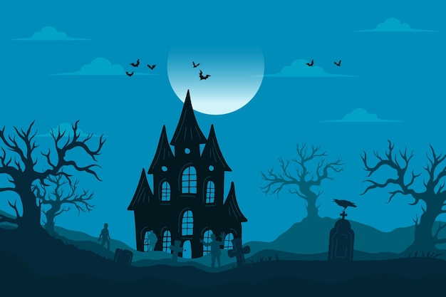 Vector fondo de halloween plano dibujado a mano