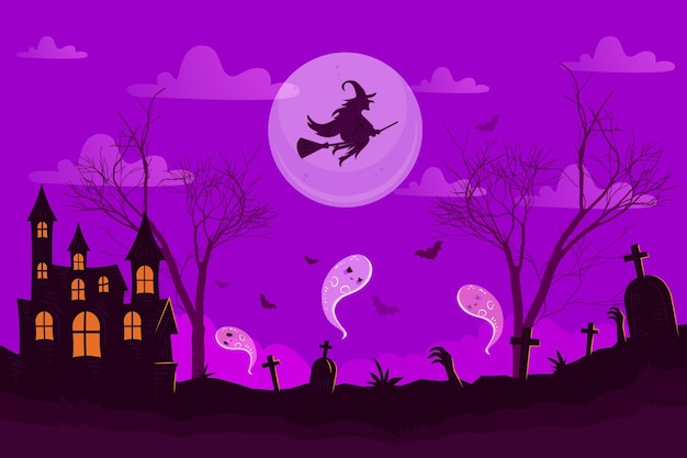 Vector fondo de halloween plano dibujado a mano