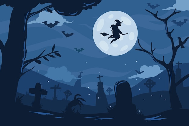 Vector fondo de halloween plano dibujado a mano