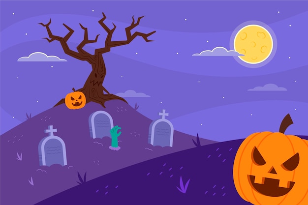 Vector fondo de halloween plano dibujado a mano