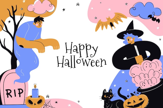 Fondo de halloween plano dibujado a mano