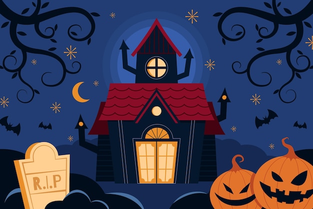 Vector fondo de halloween plano dibujado a mano