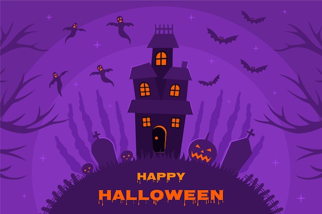 Vector fondo de halloween plano dibujado a mano