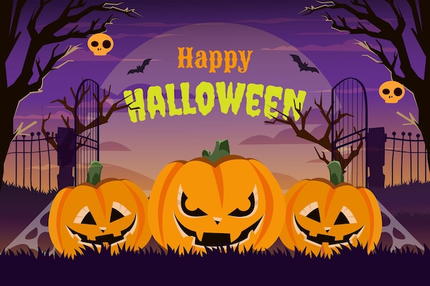 Vector fondo de halloween plano dibujado a mano