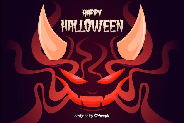 Fondo de halloween de satanás con diseño plano