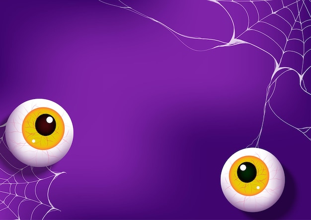 Fondo de Halloween con telaraña de globos oculares Espacio para texto Vista superior