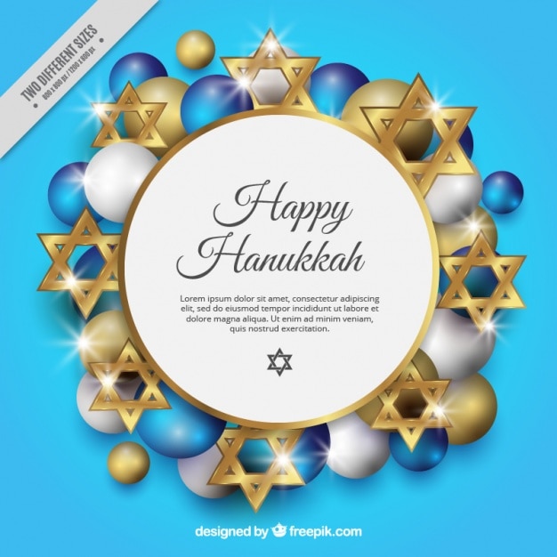 Fondo para hanukkah con estrellas doradas y bolas