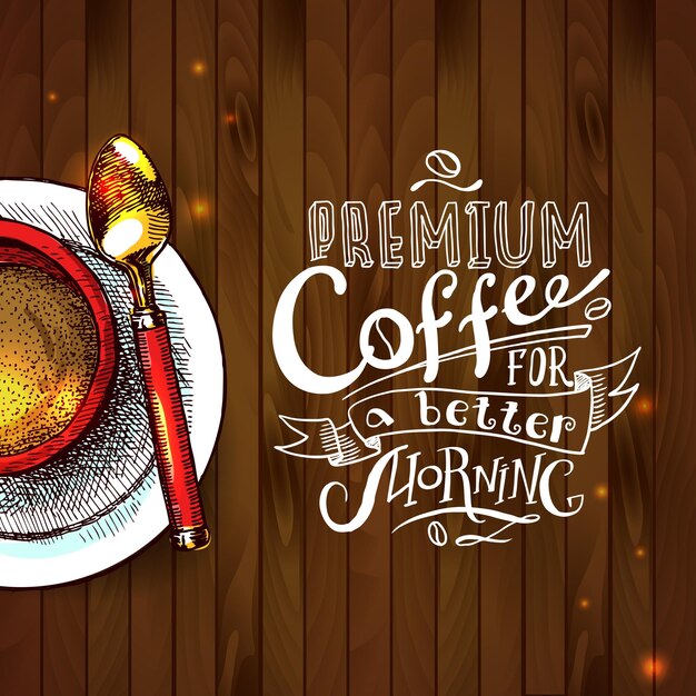 Fondo hermoso café dibujado a mano