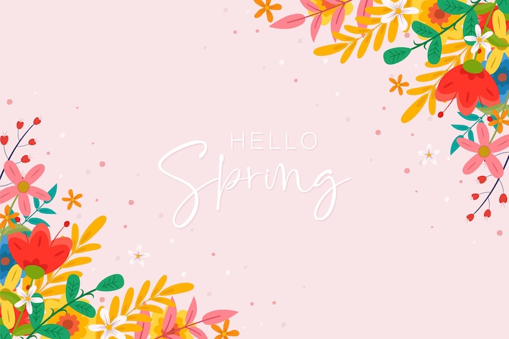 Vector fondo hermoso de flores de primavera dibujado a mano
