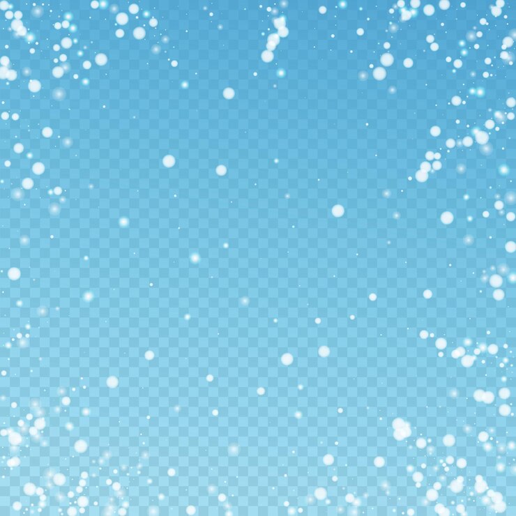 Vector fondo hermoso de la navidad de la nieve que cae. sutiles copos de nieve voladores y estrellas sobre fondo azul transparente. increíble plantilla de superposición de copo de nieve de plata de invierno. ilustración de vector impecable.