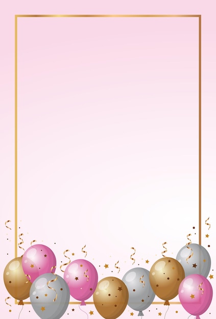 Fondo hermoso vector con confeti y globos