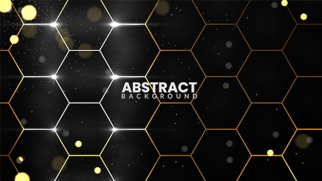 Fondo hexagonal futurista y lujoso con partículas y luz brillante Tecnología abstracta
