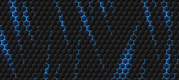 Fondo hexagonal moderno con efecto de luz azul