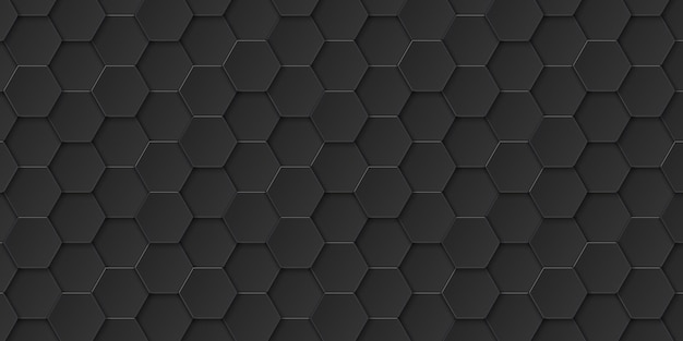 Fondo hexagonal negro abstracto, forma hexagonal, ilustración vectorial