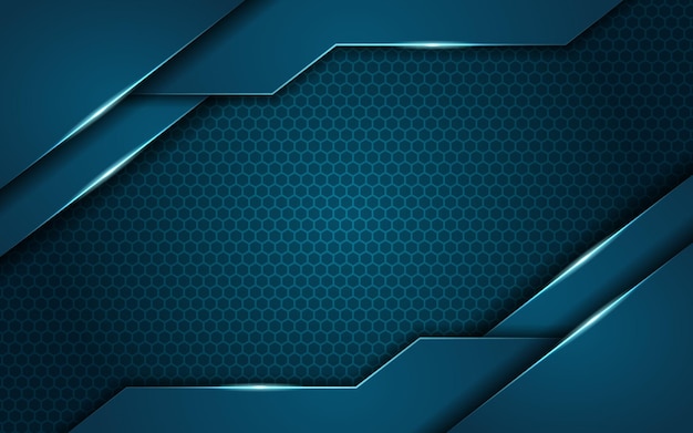 Vector fondo hexagonal texturizado futurista moderno azul vibrante con efecto de línea brillante