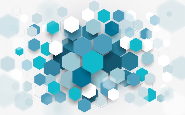 Fondo de hexágonos azules y blancos abstractos