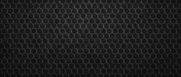 Fondo de hexágonos de ornamento oscuro geométrico. Azulejos degradados poligonales de tracería colocados en abstracto