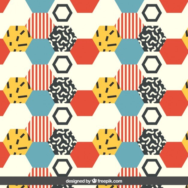 Fondo de hexágonos planos de colores