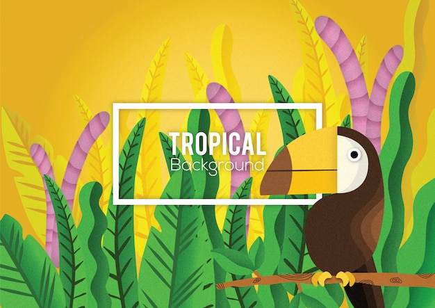 Fondo de hoja de pájaro tropical