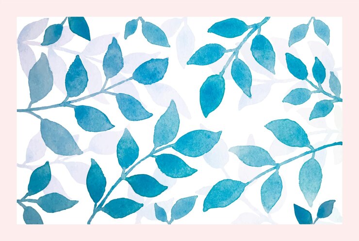 Vector fondo de hojas de acuarela azul
