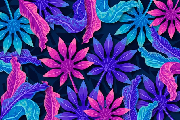 Fondo de hojas de colores tropicales