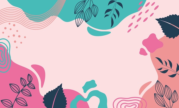 Fondo de hojas florales abstractas planas